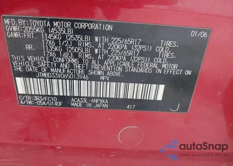 2006 Toyota Rav4 z USA, uszkodzony, nr VIN JTMBD33V065013946